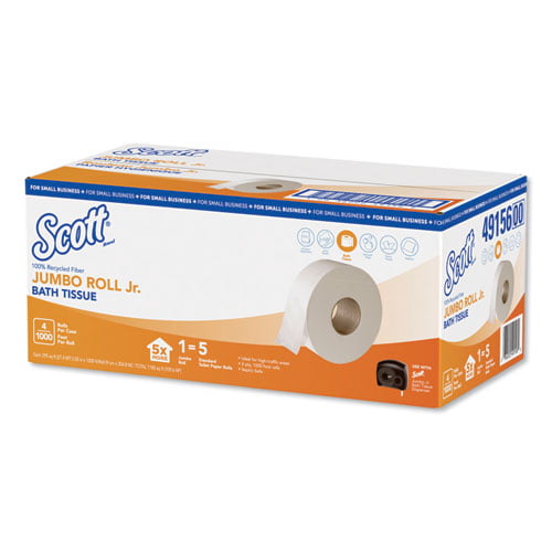 Essential 100% Recycled Fiber Jrt Bathroom Tissue, Septic Safe, 2-Ply, White, 1000 Ft, 4 Rolls/carton | Bundle of 2 Cartons - 1