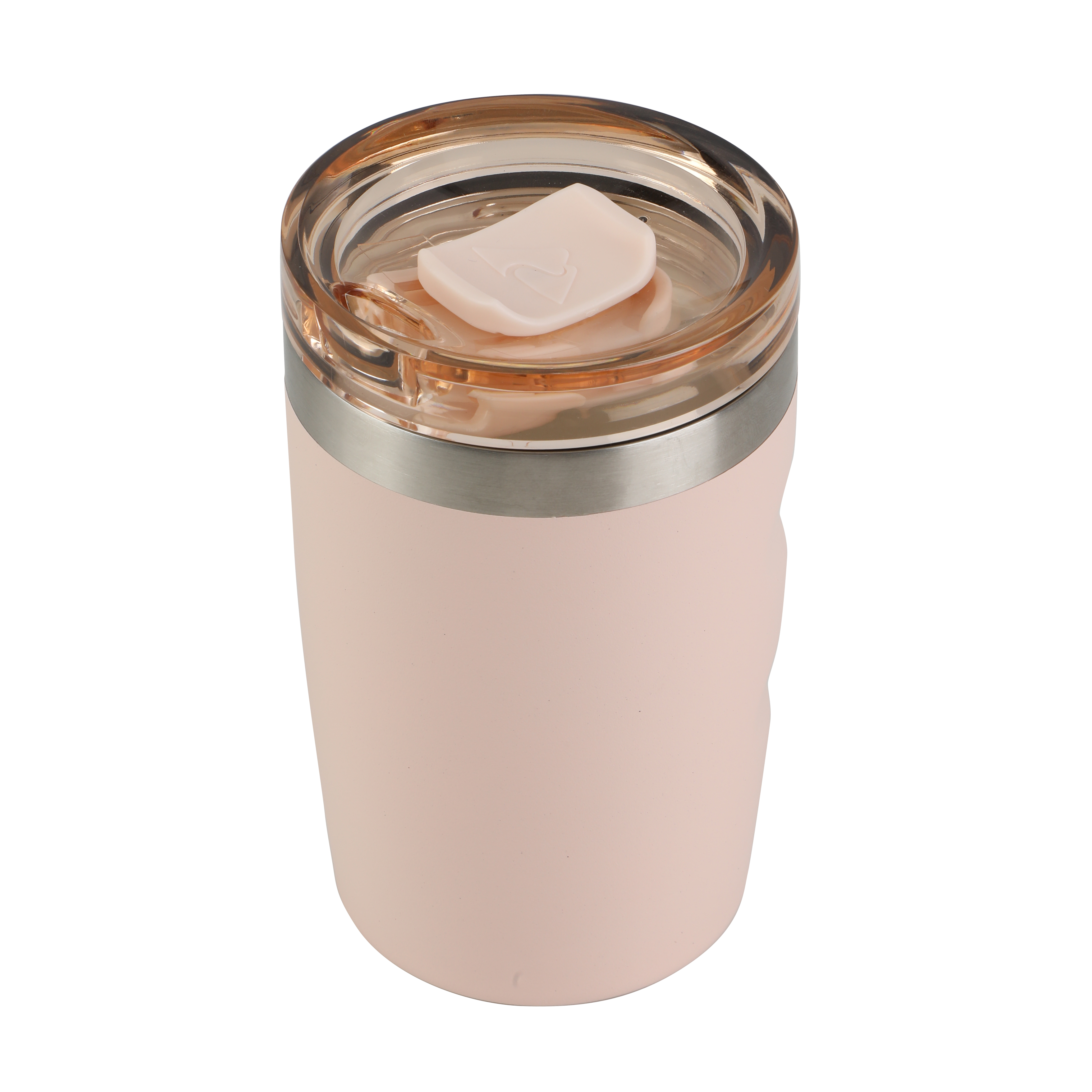 Termo de viaje aislado de acero inoxidable de 12 oz con revestimiento cerámico y tapa deslizante, color durazno escarchado 8