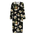 thumbnail image 4 of FKELYI Daisy Floral Frog Print Zipper Front Robe Nightgowns for Women Comfy House Coats Full Length Breathable Sleepwear House Dress Long Sleeve Bathrobe with 2 Pockets, S, 4 of 6