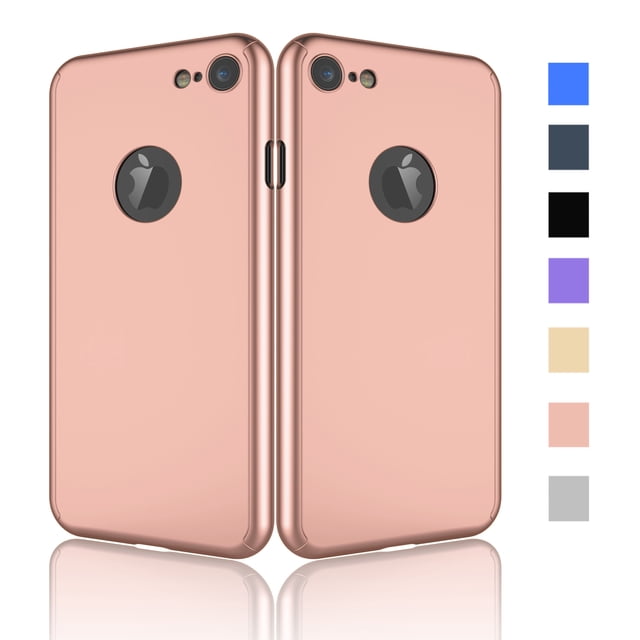 iPhone 8 Case, iPhone 7 Case, Hard Plastic Case 360 Full Body Shockproof Heavy Duty Protection With Tempered Glass Screen Protector Case For Apple iPhone 7 / iPhone 8 -Space Black