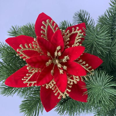 Poinsettia Prices Fancyleo Christmas Decoration 5 pieces Red Poinsettia Artificial Flowers Home Decor Merry Christmas Tree Ornaments ()
