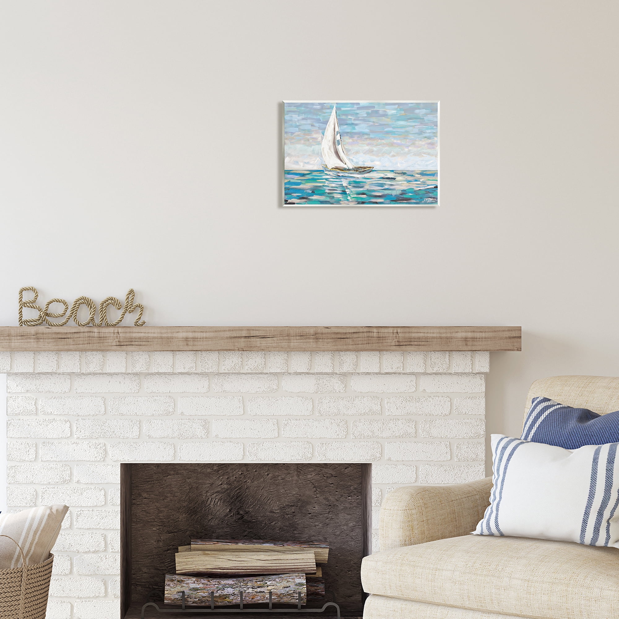 Stupell Industries Abstract Sailboat Painting Transportation Painting Unframed Art Print Wall Art, 15 x 10