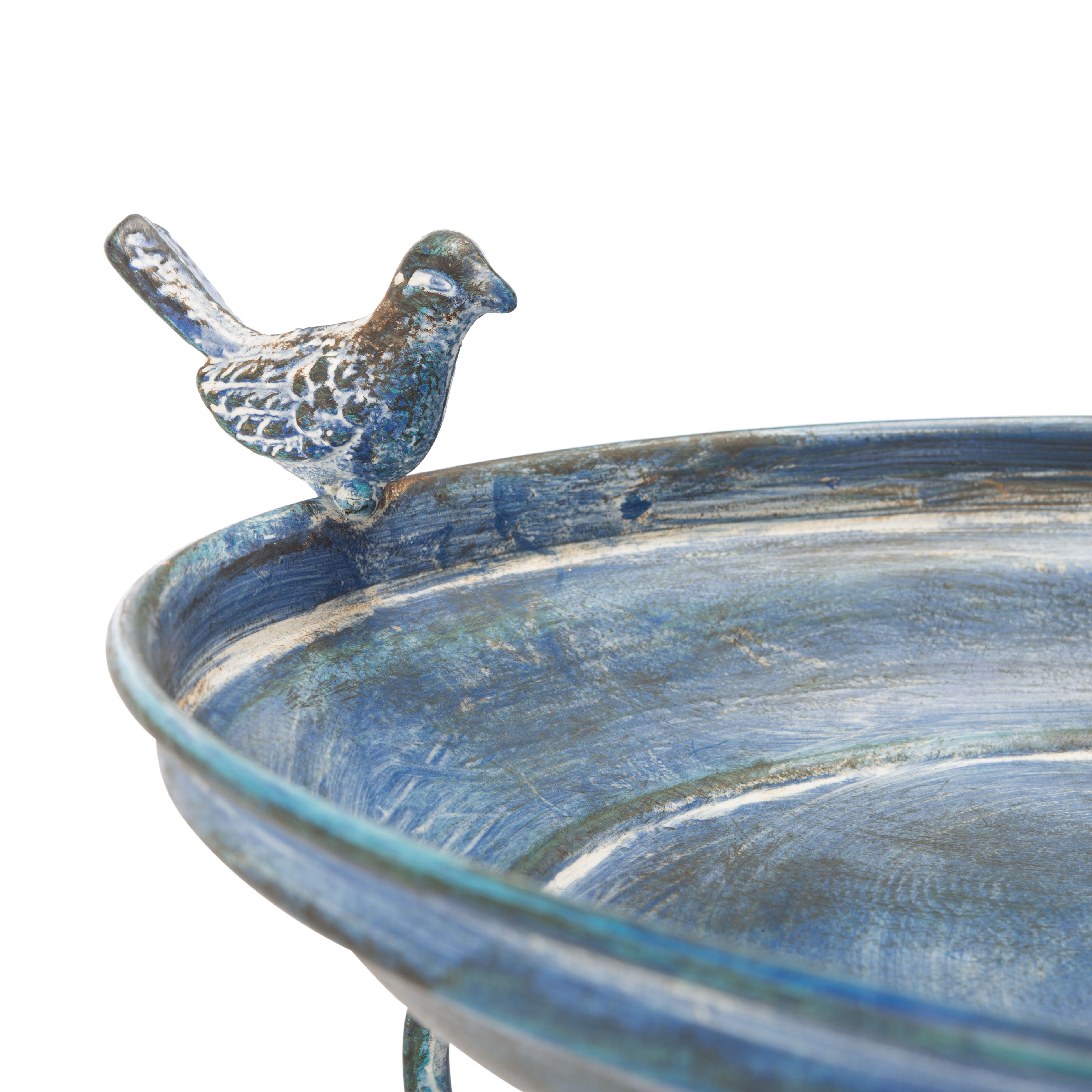 SAFAVIEH Ashlan Solid Rustic Outdoor Patio Bird Bath, Antique Blue
