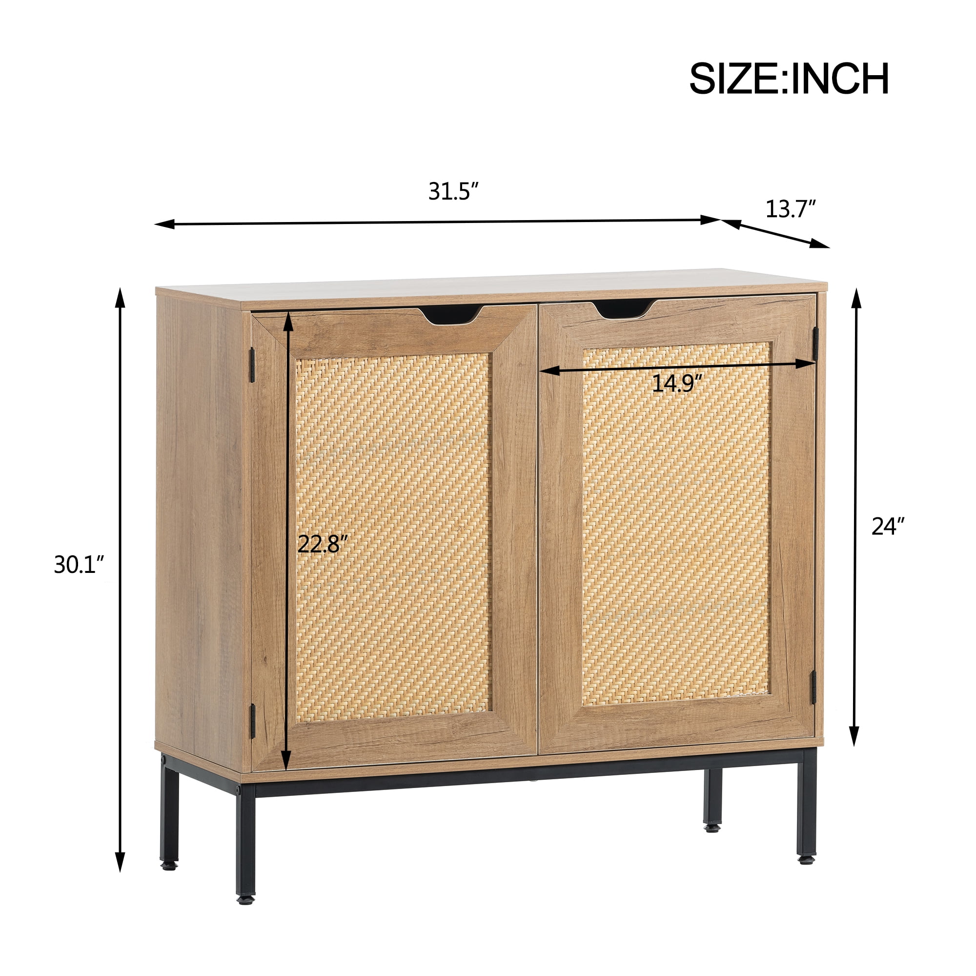 Kadyn Rustic Kitchen Storage Cabinet with 2 Rattan Doors, Natural Sideboard Buffet Cabinet for Living Room, Set of 2 Kadyn Rustic Kitchen Storage Cabinet with 2 Rattan Doors, Natural Sideboard Buffet Cabinet for Living Room, Set of 2