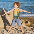 thumbnail image 3 of FORMRS Boys Rash Guard Short Sleeves Swim Shirt Quick Dry UPF 50+ Sun Protection, Sizes 3-12T, Boho Plants, 3 of 6
