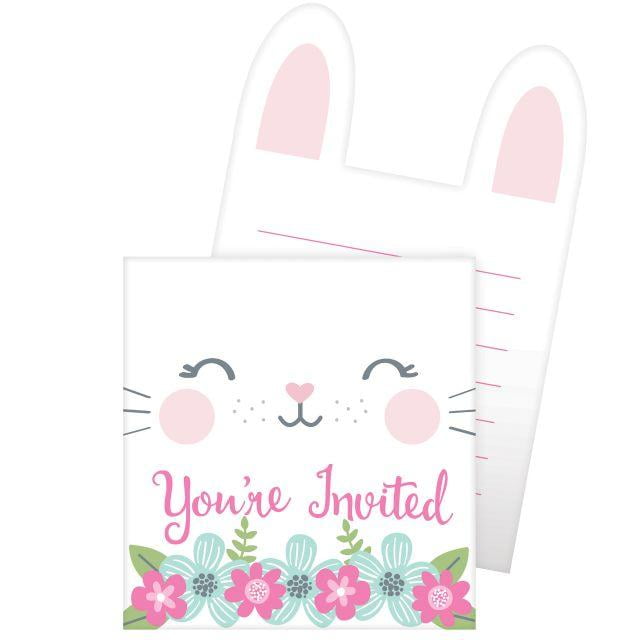 Creative Converting Birthday Bunny Invitation Pop-Up, You're Invited, 8 ct