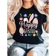 thumbnail image 1 of Happy Easter Sayings Egg Bunny T-Shirt 100% Cotton, Breathable & Comfort Fit, Short Sleeve Crew Neck Top For All Seasons Tee For Adult, Men, Women, Teen, Teenager, Adolescent, Youth., 1 of 6
