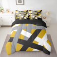 thumbnail image 2 of Manfei Retro Geometric Line 7-Piece Bedding Comforter Set,Modern Abstract Art King Bedding Sets,Gray Black Yellow Bed Sheets For Men Women,Ultra Soft Home Decor Reversible, 2 of 8
