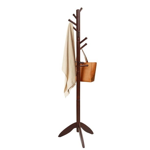 Giantex Wooden Coat Rack Stand, Coat Tree w/11 Hooks & 2