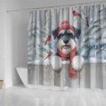 thumbnail image 4 of Playful Schnauzer Welcomes Winter Snowy Day with Cardinal Bird Shower Curtain Miniature Schnauzer Dog Lover Waterproof Bathroom Bathtub Curtain - 12017, 4 of 5
