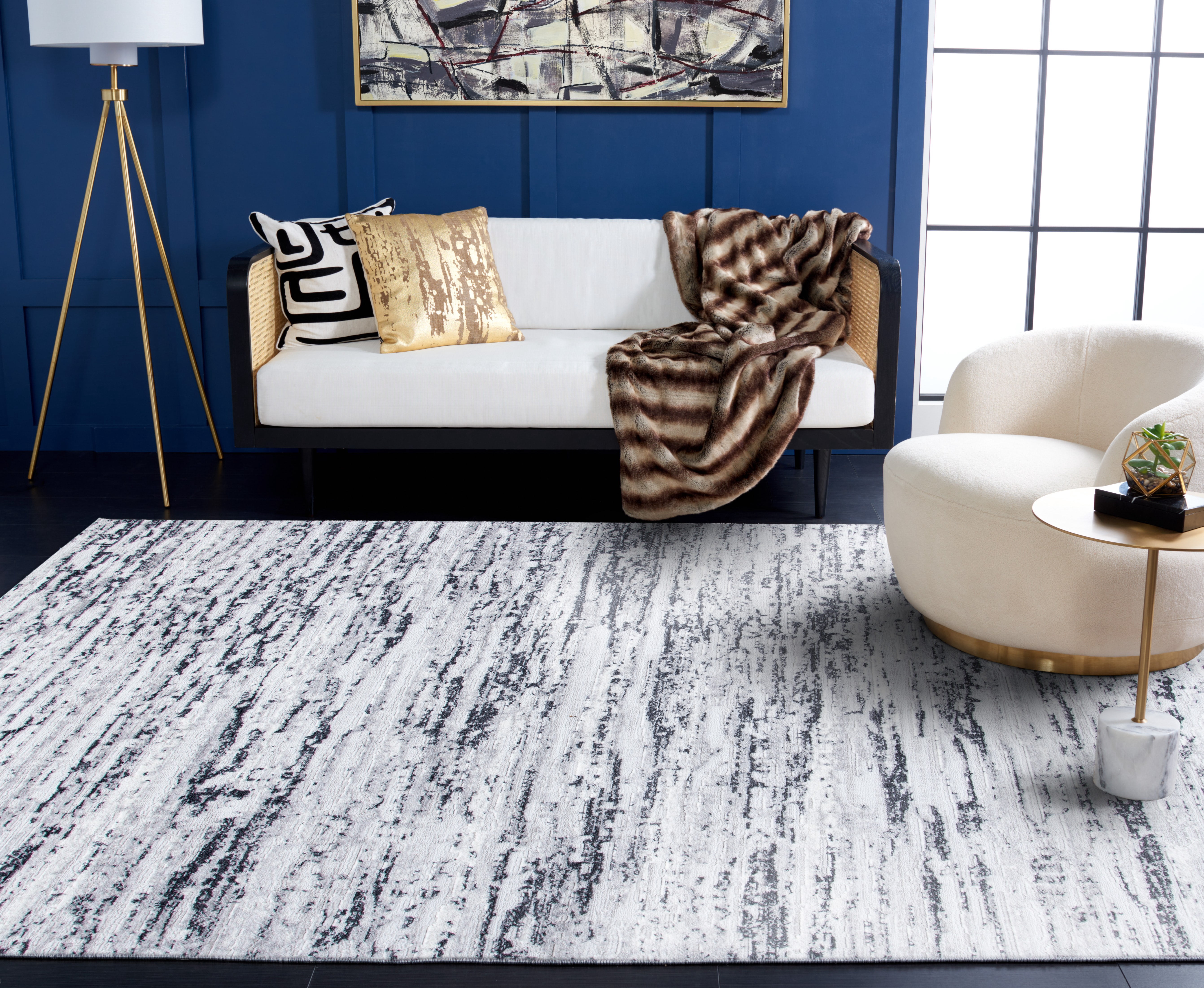 Safavieh Amelia Lester Abstract Area Rug, Light Gray/Charcoal, 8' x 8' Square