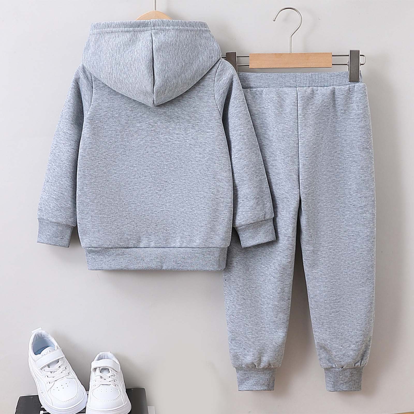 Zshosam Girls Clothes Sets Toddler Baby Girl Winter Long Sleeve Hoodie Sweatshirt Pants Outfit Clothes Sets Size 4T 5T,(Grey 4-5 Years)