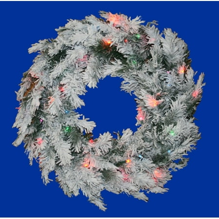 Vickerman 48" Prelit Flocked Alaskan Artificial Christmas Wreath - Multi Dura Lights