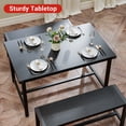 thumbnail image 4 of Jotoa 3-piece Industrial Dining Table Bench Set for 4, Space-Saving Rectangular Kitchen Table Set, Modern Dinette Table Set with Metal Legs for Small Spaces, Apartments, 4 of 6