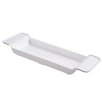 Bandejas para bañera, bandeja de almacenamiento para bañera, estante, herramientas de baño, organizador de toallas de maquillaje, soporte de drenaje para fregadero de cocina de plástico Xemadio 2021821-4
