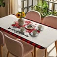 thumbnail image 3 of Valentine's Day Table Cloths for 5 Foot Rectangle Tables, Love Truck Balloons Red Plaid Beige Patio Waterproof Elastic Fitted Tablecloths, Washable Rectangular Table Cover for Camping, 3 of 8