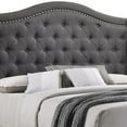 thumbnail image 3 of Fabric Upholstered Wooden Demi Wing Queen Bed with Camelback HeadboardGray - Saltoro Sherpi, 3 of 5