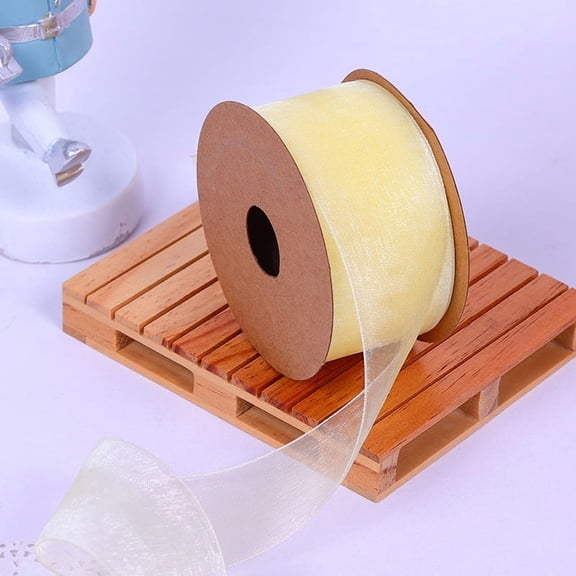 4cm Yellow Sheer Organza Ribbon, 10 Yards Shimmer Chiffon Ribbon for Gift Wrapping Home Decor ,DIY Crafts Bows Making Wreath,Gift Wrap Ribbons