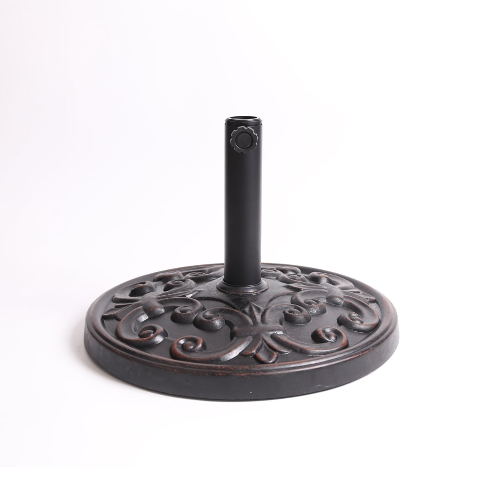 27.20 lbs Round Resin Umbrella Base, Bronze Heavy-Duty Patio Umbrella Stand for Outdoor Use