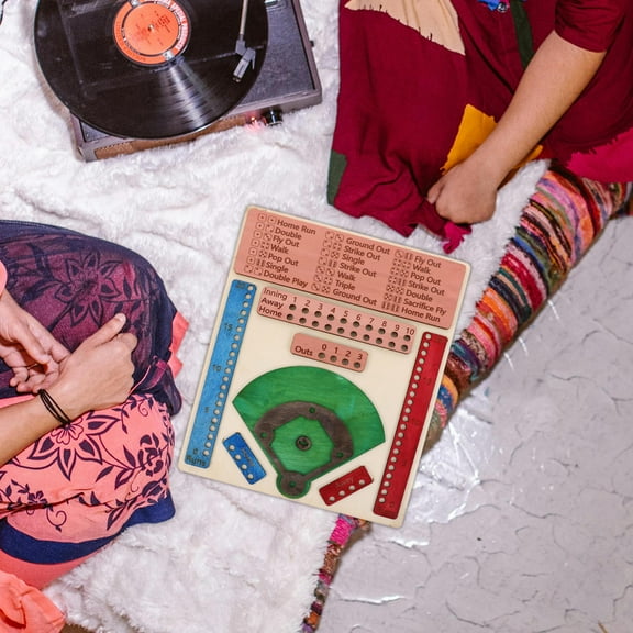 MLINS Engaging Wooden Desktop Baseball Board Game for Home Use Assorted Color Portable Fun 29.5x15.7 Inches