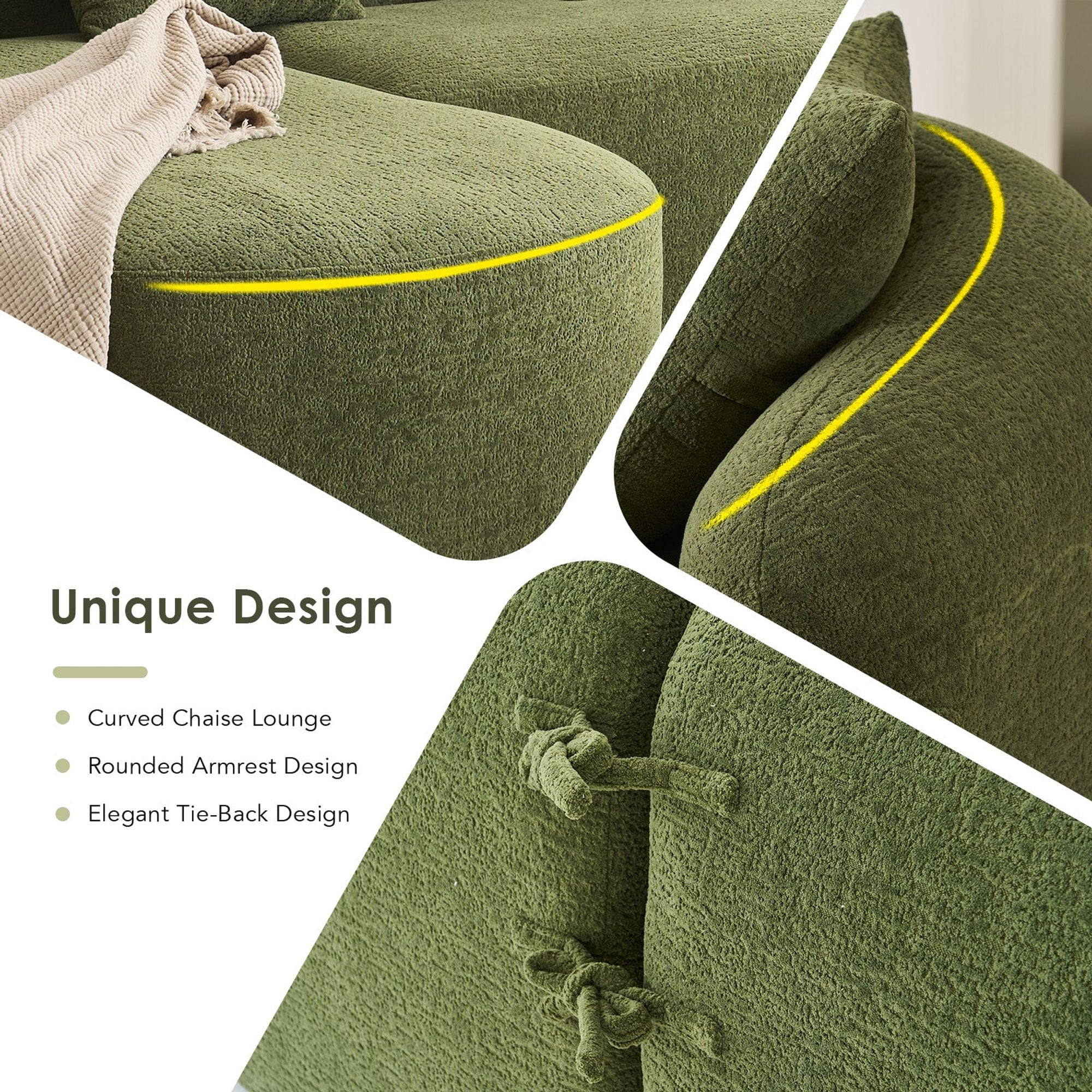 Sailvan L-Shape Sectional Sofa, 30D High-Density Foam Modular Chenille Couch for Living Room