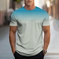 thumbnail image 2 of KeShDi Summer Shirts Man Fashion Casual Gradient Print Sport T-Shirt Short Sleeve Round Neck Top Light Blue M, 2 of 5