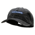 thumbnail image 2 of Mechanic Embroidered Washed Solid Pigment Dyed Cotton Twill Brass Buckle Cap - Black OSFM, 2 of 5