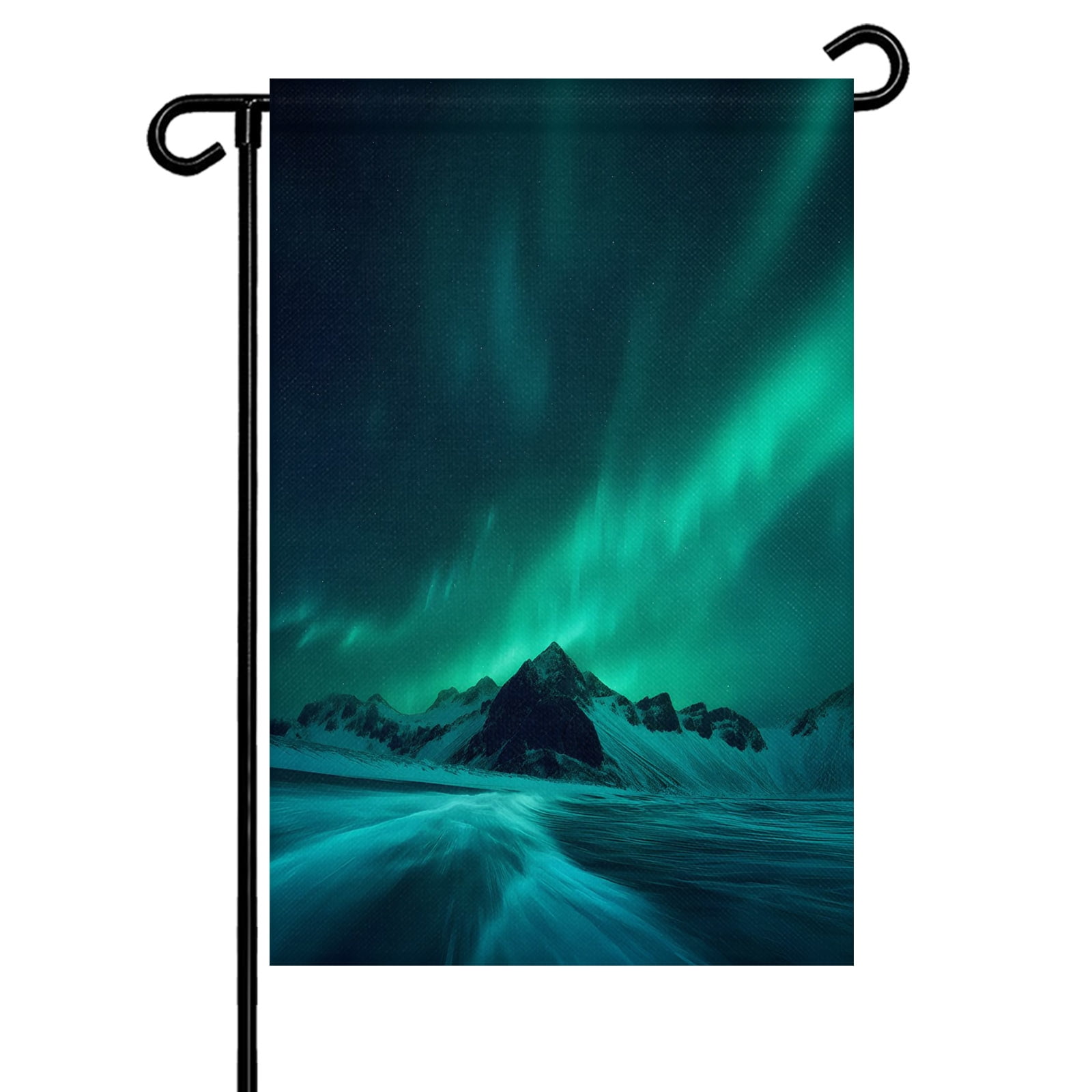 Garden Flags Romantic Auroras Garden Flag Double Sided Welcome Flag Icy Lake Glacial Mountains Yard Flags for Outdoor Backyard Lawn Porch Deck Patio Decor 28x40 Inch