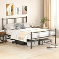 Gounni Queen Steel Bed Frame with Headboard Footboard, Metal Platform