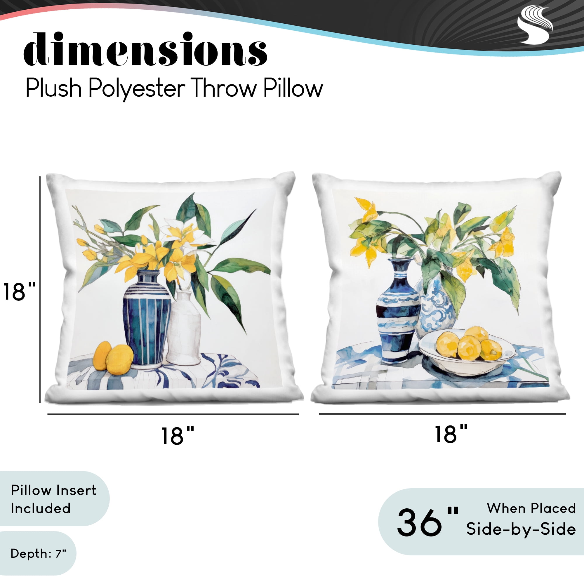 Stupell Industries Lemon Blooms Table Setting 2 Piece Decorative Printed Throw Pillow Set, design by Ray Powers