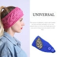 thumbnail image 2 of Crochet Headbands Winter Leaves Pattern with Rhinestones Elastic Head Protector Wide Warm Chunky Hair Accessories for Girls Dark Sky Blue, 2 of 7