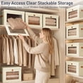 thumbnail image 6 of 2 Pack Beige Closet Storage Bins with Lids Front Opening Storage Bin Collapsible Fabric Organizer with Clear Window Dual Handles Closet Clothes Blanket Book Storage Box for Home DIMJ, 6 of 13