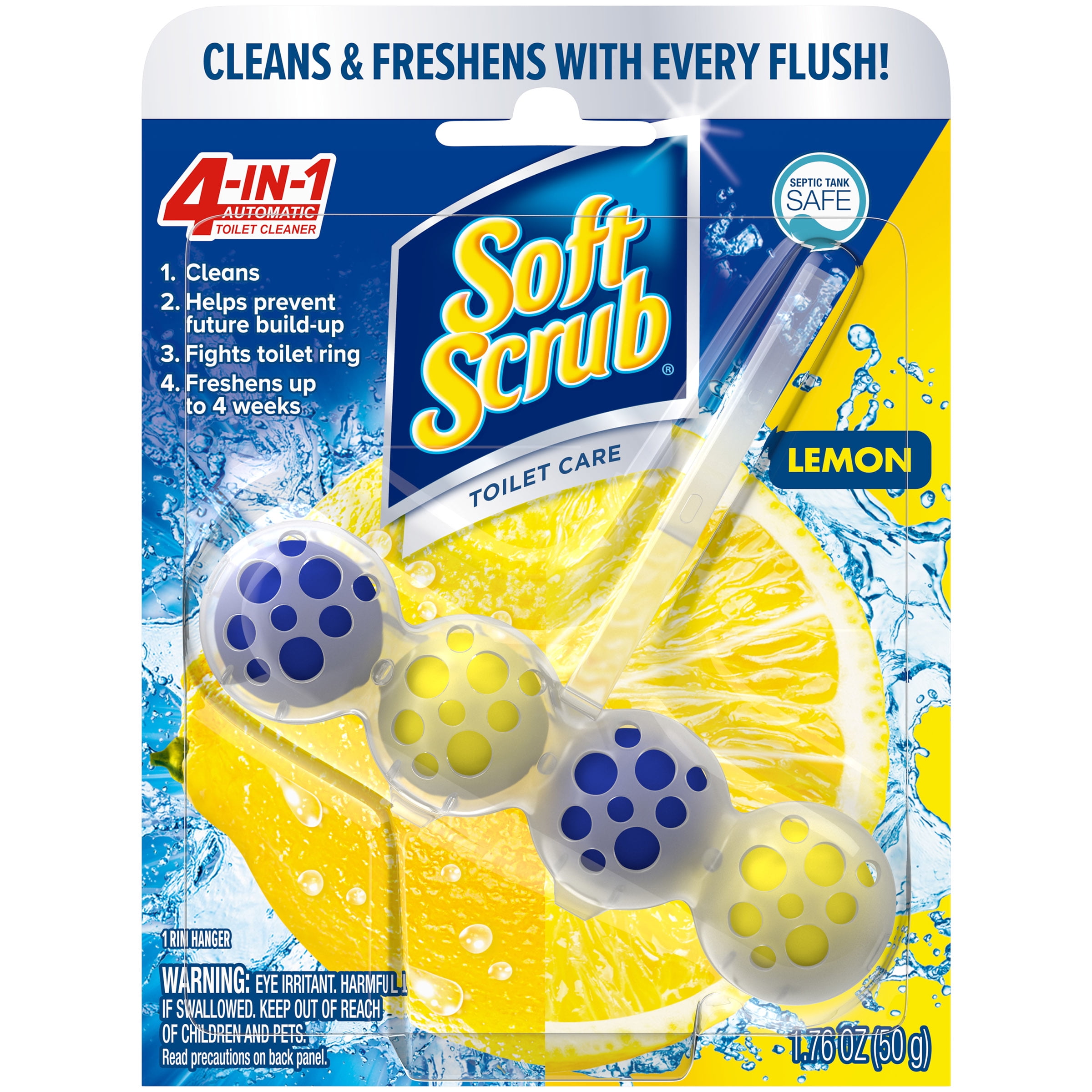 Soft Scrub 4in1 Rim Hanger Toilet Bowl Cleaner, Lemon, 1 Count