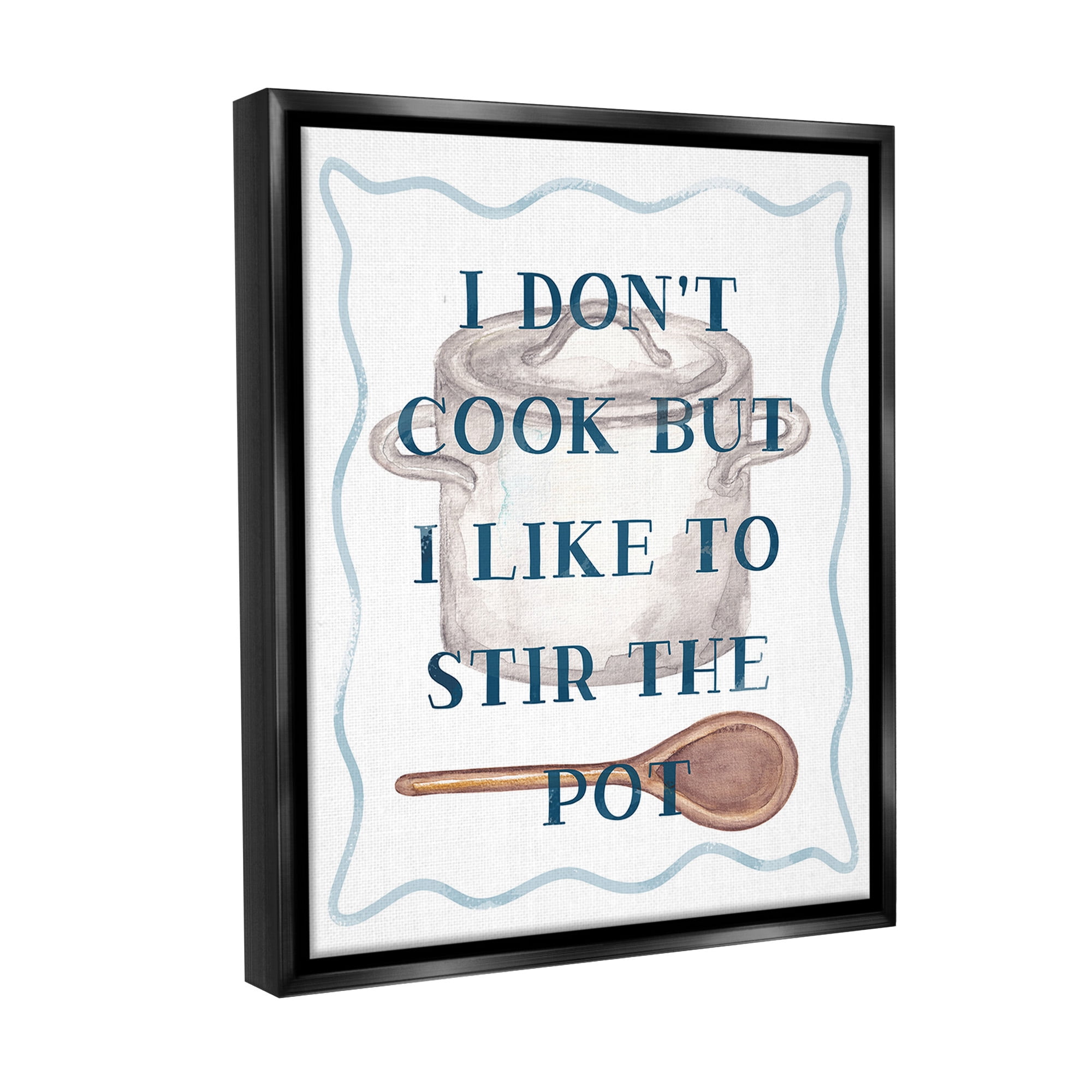 Stupell Industries Funny Stir The Pot Food & Beverage Painting Black Floater Framed Canvas Art Print Wall Art, 17 x 21