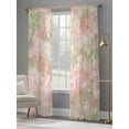 thumbnail image 4 of Pink Green Flower Sheer Curtains 96 Inch Length 2 Panels Set, Watercolor Summer Botanical Voile Window Treatment Semi Sheer Long Curtains Drapes for Bedroom/Living Room/Kitchen 52"x96"x2, 4 of 7