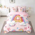 thumbnail image 2 of Manfei Letter A Monogrammed 7-Piece Twin Bedding Sets,Cute Bowtie Bow Bedding Comforter Set,Colorful Rainbow Stripes Sheet Sets For Girl,Microfiber Room Decorative Reversible, 2 of 8