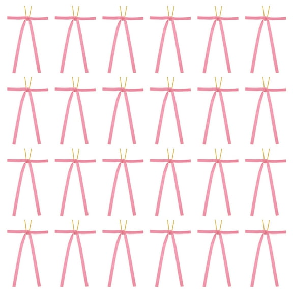 Velvet Bows, 24 Pcs Velvet Ornaments Ribbon Gift Bows Vintage Wreath Bow Pink (3/8" Width, 5x7 Inch)