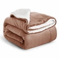thumbnail image 1 of Manta de vellón Sherpa para cama, mantas para sofá, manta de viaje suave, esponjosa y gruesa, manta reversible de microfibra (camel, individual (130 x 150 cm)), 1 of 4