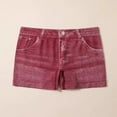 thumbnail image 5 of Purple Cargo Pants Women Faux Jeans Shorts for Women Summer Mid Stretchy Denim Shorts Butt Lifting Slimming Ripped Shorts for Women Woman Pants Clearance, 5 of 6