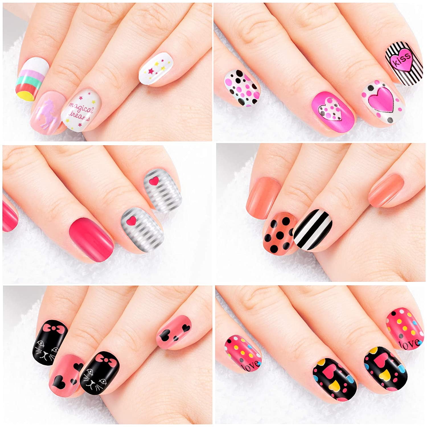Amazon.com: 120 Pieces Kids Press on Nails Children Fake Nails Artificial  Nail Tips Girls Full Cover Short False Fingernails for Girls Kids Nail  Decoration (Sweet Pattern) : Beauty & Personal Care