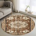 thumbnail image 2 of Round Rugs 3.3 Ft, Brown Boho Non Slip Area Rugs for Kitchen Bedroom Entryway, Retro Western Rustic Ethnic Tribal Patterns Washable Carpet Runner Rug Floor Mats for Bedroom Home Decor, 2 of 9