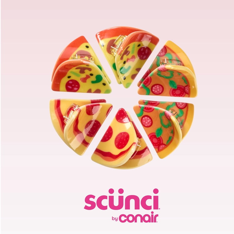 Scunci by Conair Pizza Party Claw Hair Clips, Multicolor, All Hair