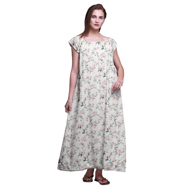 Bimba Robe de Nuit Imprimée pour Femmes en Rayonne Longue Robe de Nuit