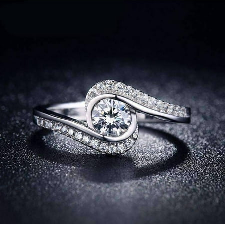 Platinum Cable Ring - ON SALE - Soul Expression 1.2 CT Round Simulated Diamond Ring 6 / Platinum