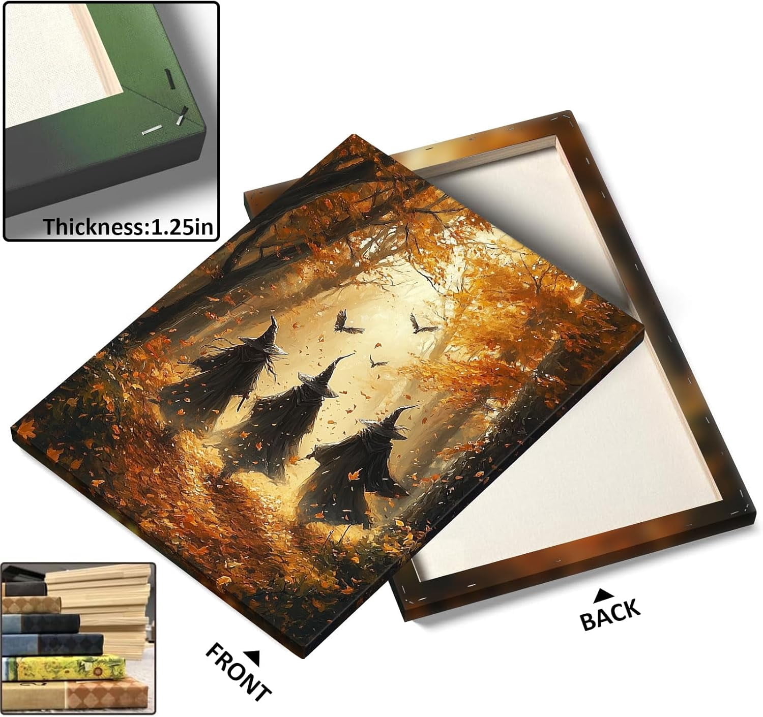 ART Halloween Wall Vintage Three Witches in The Forest Witchy Canvas Painting Print Wall Gothic Decor Witch Poster Witchy Room Aesthetic and Halloween Room Decor