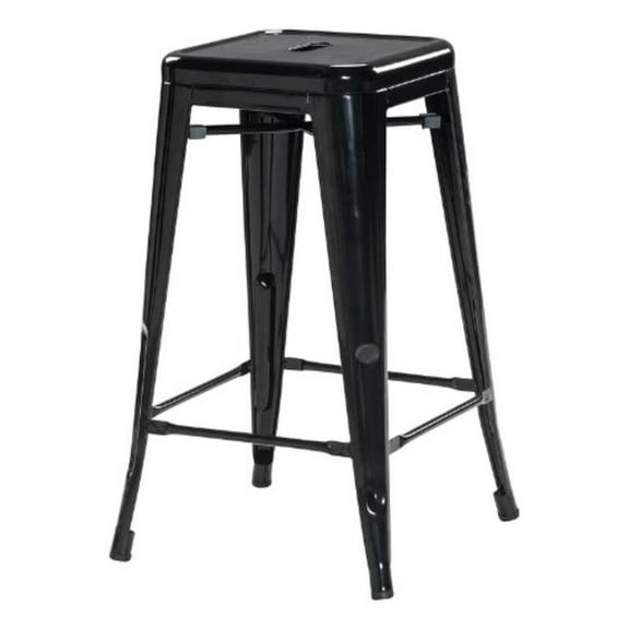 Plata Import Black Industrial Metal 26" Bar Stool (Set 4)