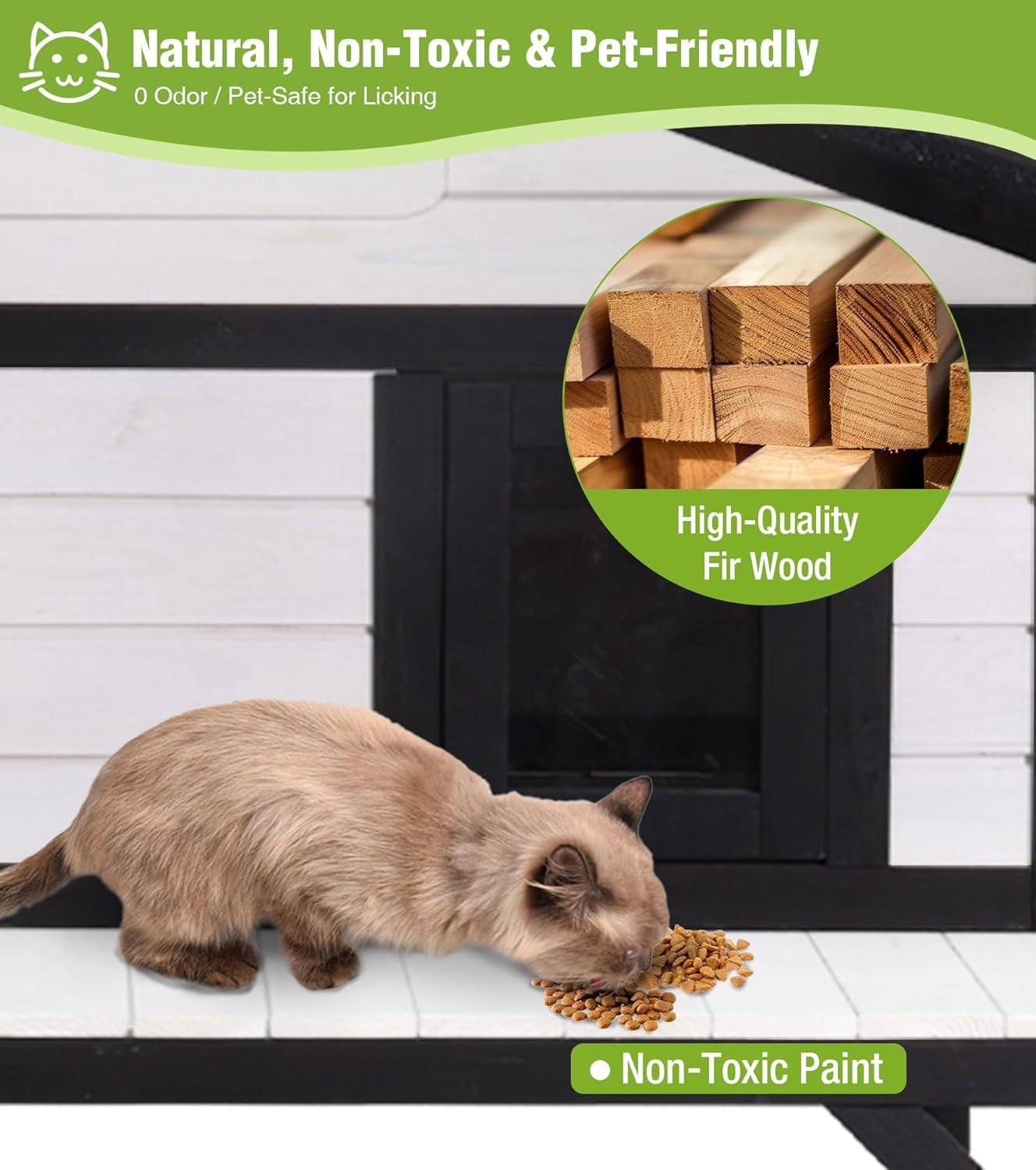 Aivituvin Heated Cat House for Outside, Outdoor Cat House Insulated with Electric Heating Blanket, Bite-Resistant Wires, Weatherproof Feral Cat Shelter for Winter