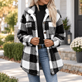 thumbnail image 2 of Dnhxils Womens Fleece Jackets Casual Mock Neck Plaid Jacket with Pockets Button Up Long Sleeve Outerwear for Womens Winter Fashion Black L, 2 of 9