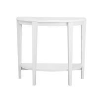 JERFIT Modern Half Moon Console Table with Shelf, Narrow Sofa Table for Entryway, Hallway, Living Room, Bedroom, White Laminate Finish