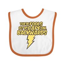 Inktastic These Fools Put My Cape on Backwards® Bolt Yellow Boys or Girls Baby Bib